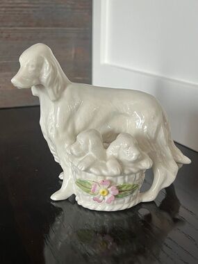 Belleek Pottery Irish Setter with Puppies